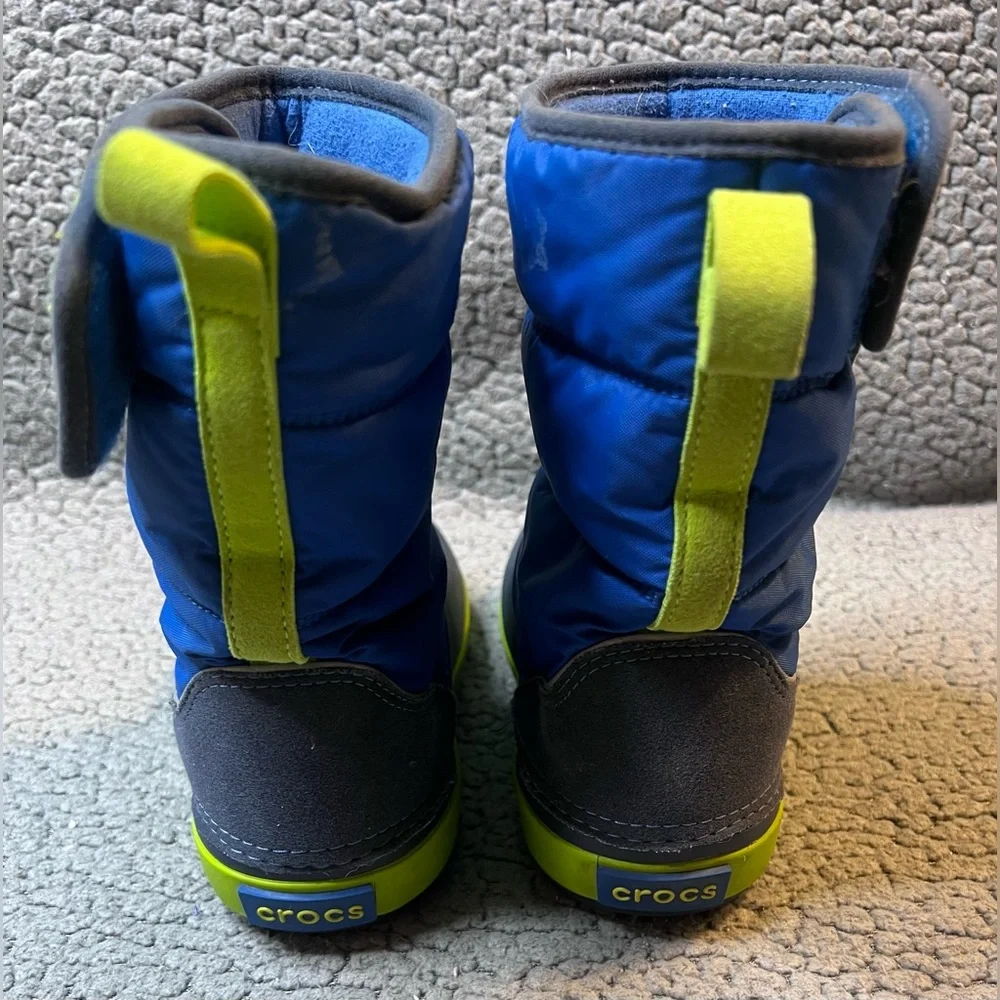 Crocs Kids Lodge Point Snow Boots‎ Boys Size 12 Blue And Green
